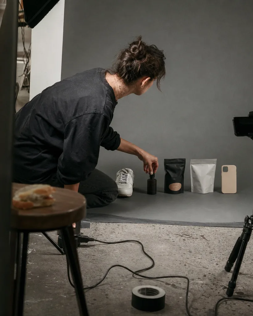 Agency producer lining up products from several client brands for a shoot